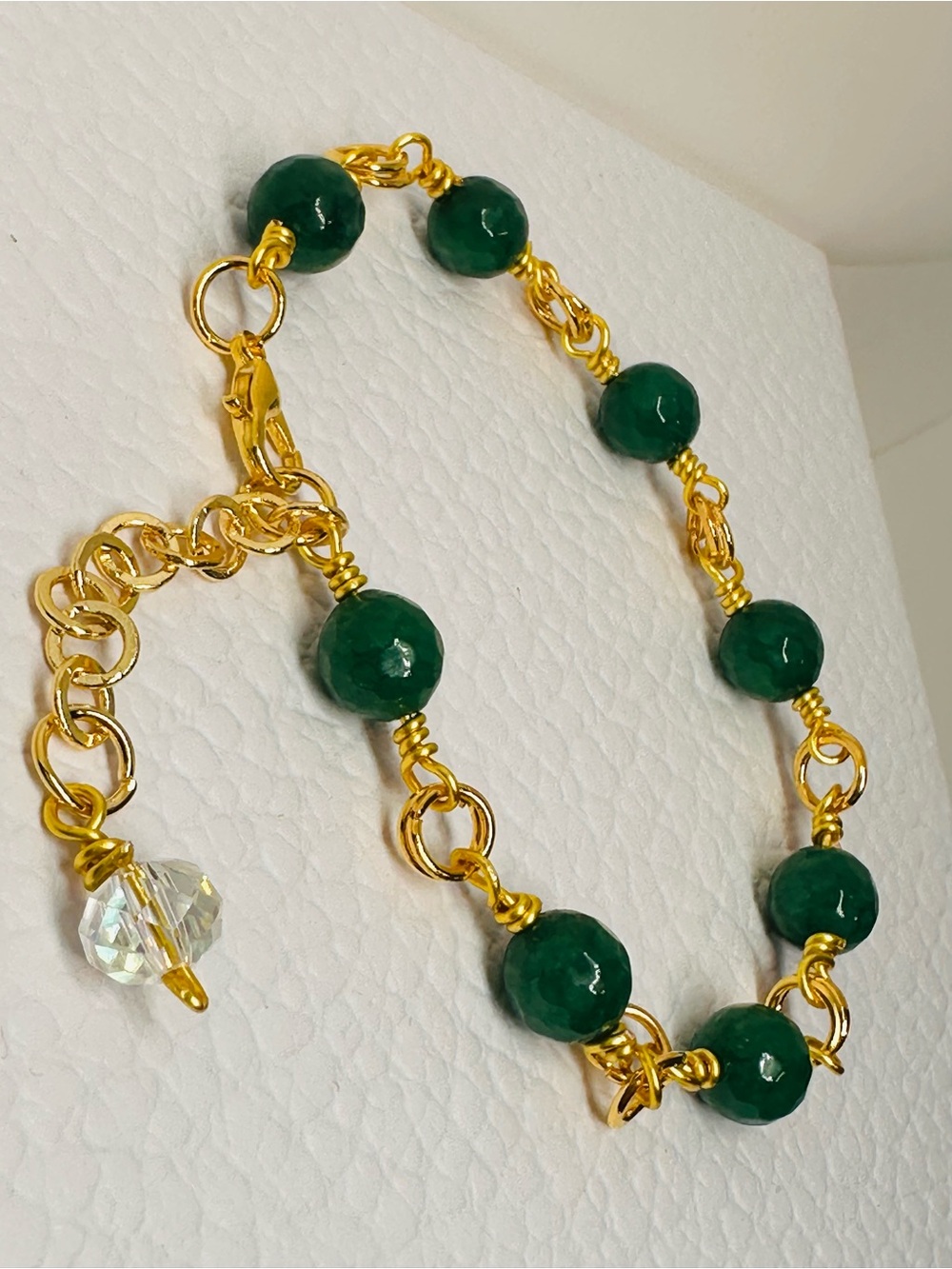 Gold wire & Emerald Jade Beads